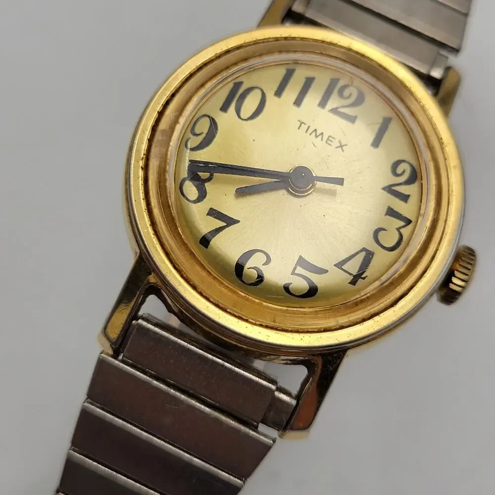 1977 Timex Gold Two Tone Wind-up Analog Women's Watch For Repair Or Parts Only